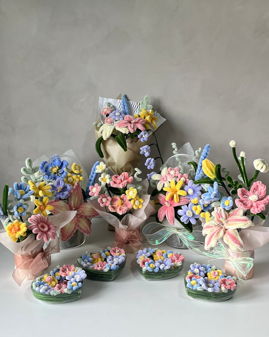 Handmade Fuzzy Wire Flowers