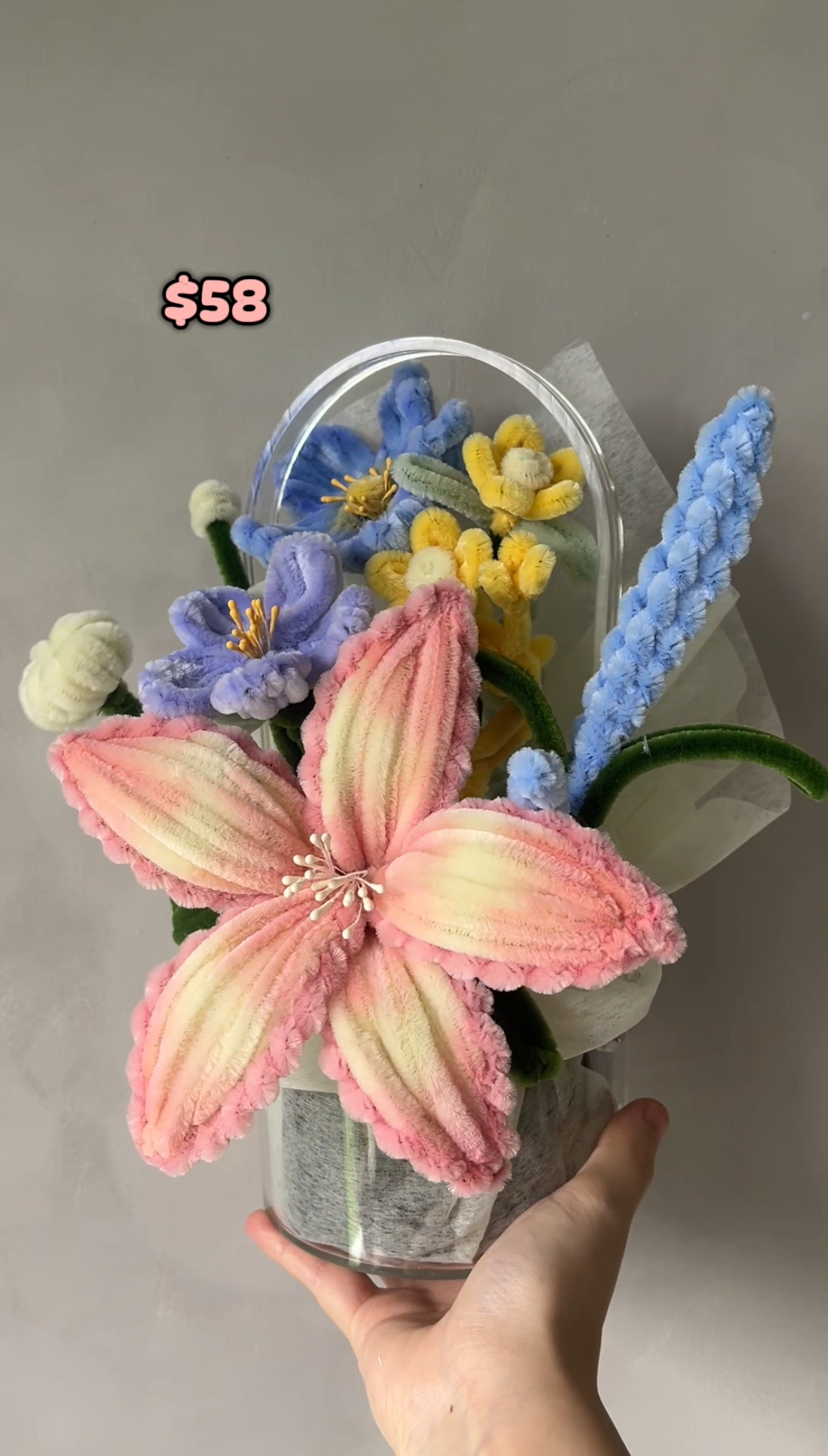 Handmade Fuzzy Wire Flowers