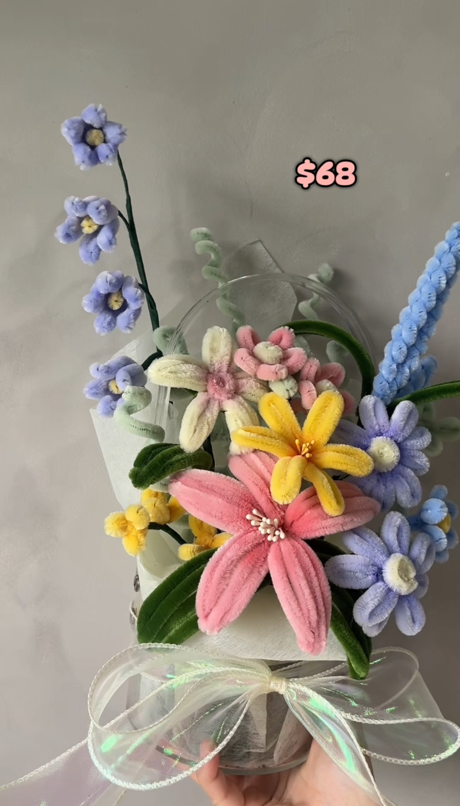 Handmade Fuzzy Wire Flowers