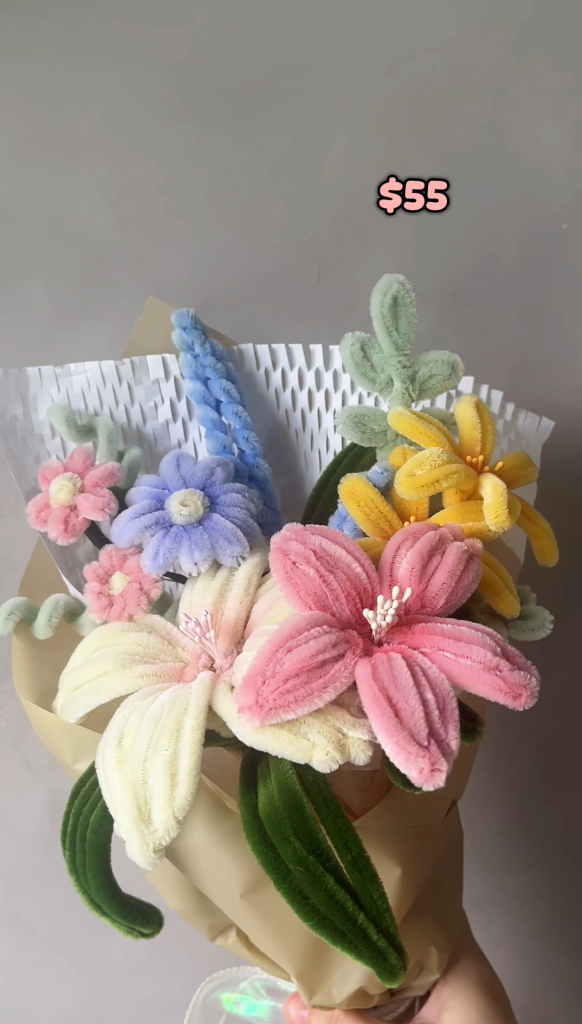 Handmade Fuzzy Wire Flowers