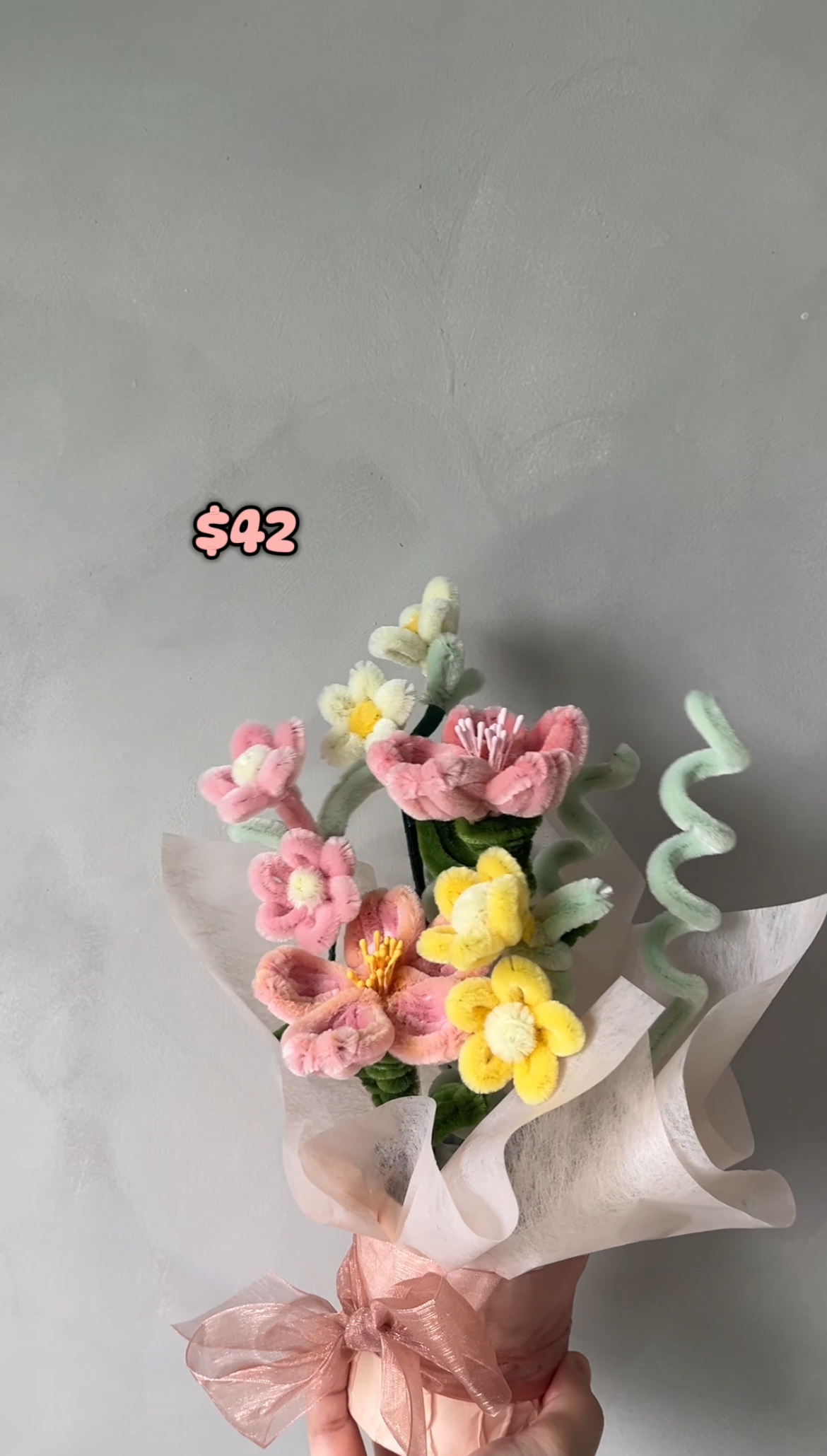Handmade Fuzzy Wire Flowers