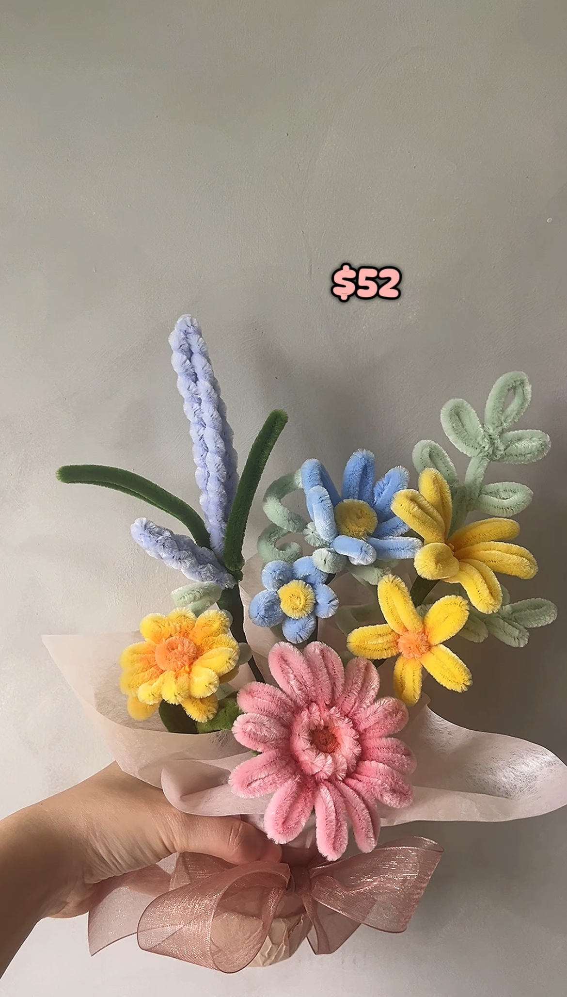 Handmade Fuzzy Wire Flowers